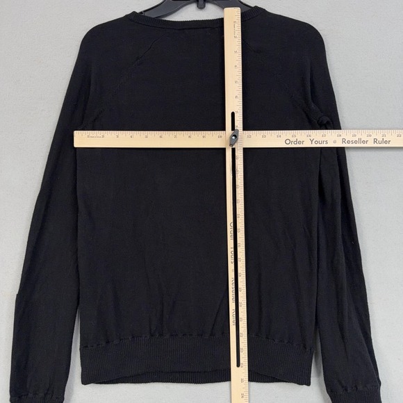 LA Made Sweater Womens Small Black Faux Leather Panel Moto Edgy Knit Pullover - Picture 9 of 12